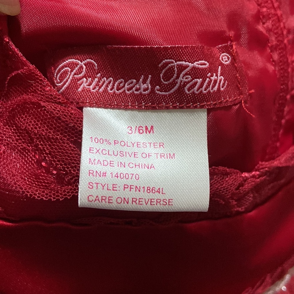 Princess Faith Deep Red 3/6 month Girl Christmas Dress - Picture 4 of 4